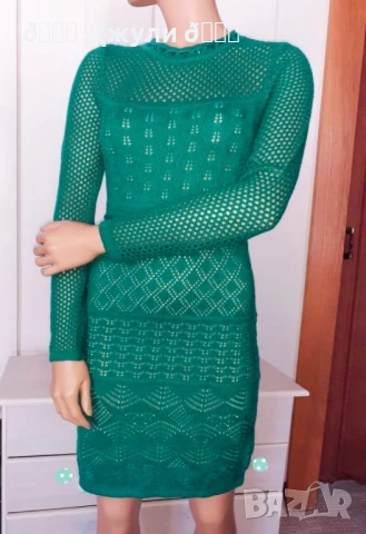 Рокля с камъни от памучно плетиво, снимка 2 - Рокли - 49300672