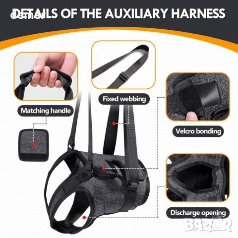 Регулируем опорен колан за повдигане на кучета за задни крака, XL, снимка 2 - За кучета - 52415642