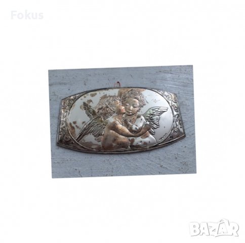 Малка табелка ангели херувими сребро, снимка 2 - Антикварни и старинни предмети - 36926617