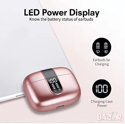 Нови Безжични слушалки Спортни с кутия за зареждане Earbuds за музика