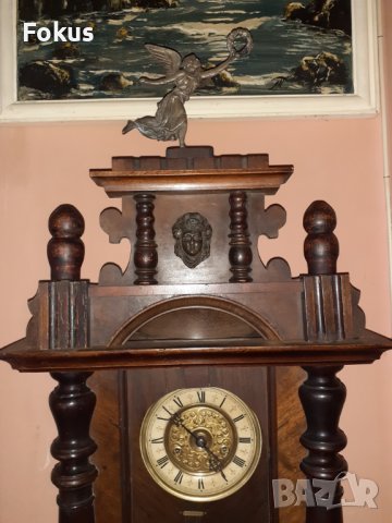 Стар френски антикварен стенен часовнис над 120 годишен, снимка 6 - Антикварни и старинни предмети - 37298365