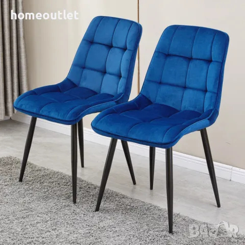 Трапезни столове с дамаска от кадифе (к-кт от 2 бр.) C-UDC087GR, снимка 2 - Столове - 49272984