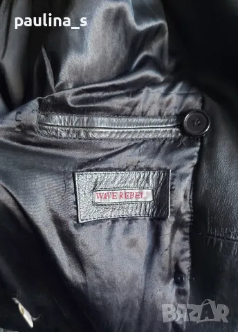  Винтидж / Рядка находка / Естествена кожа / унисекс яке "Wave Rebel" - рокерски бранд, снимка 12 - Якета - 48304446