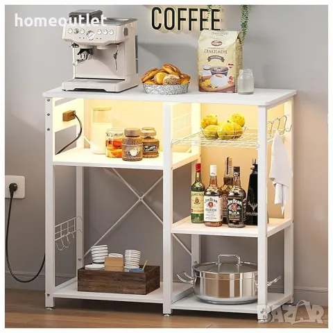 ПРОМОЦИЯ Многофункционална кухненска етажерка за съхранение с вграден контакт и usb порт 10CZSSW5S-W, снимка 2 - Етажерки - 49740996