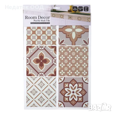 Стикер, Плочки, Бежово, Кафяв, 24,5х35 см,1бр
