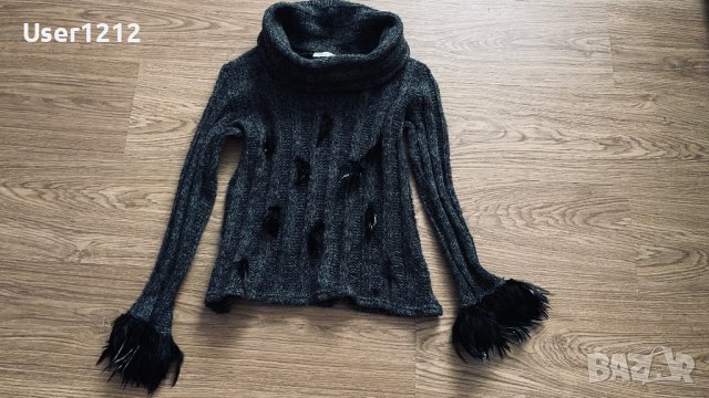 Дамски пуловер с естествени пера , снимка 1 - Якета - 44112567