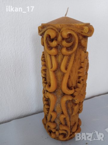Свещ Много Голяма восъчна релефна Много Красива Нова!!! Внос от Германия, снимка 3 - Антикварни и старинни предмети - 40802609
