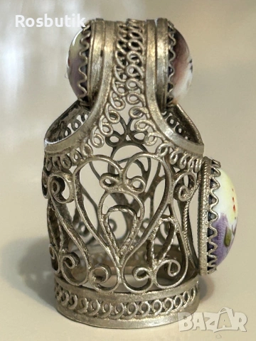 Чуден съветски напръстник филигранен финифт от мелхиор , снимка 3 - Пръстени - 53322733