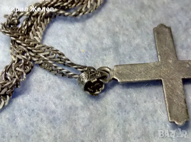 СТАР ОРНАМЕНТИРАН СРЕБЪРЕН КРЪСТ СРЕБРО 835 N с СРЕБЪРНА ВЕРИЖКА СРЕБРО 900 МАЙСТОРСКА РАБОТА 50113, снимка 4 - Антикварни и старинни предмети - 49913117