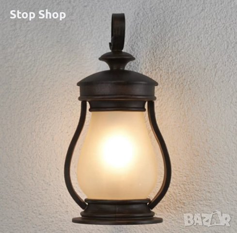 Външна стенна лампа Lindby „Rafael“ (устойчива на пръски) (селска къща, реколта, рустик) в кафяв алу, снимка 5 - Външни лампи - 43940426