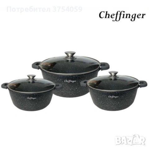 Комплект тенджери Cheffinger – 6 части с мраморно покритие, 20 / 24 / 28 см, снимка 7 - Съдове за готвене - 53124716