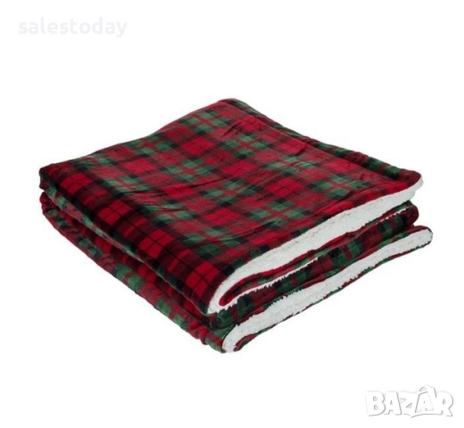 Коледно одеяло, червено каре, 160*130см