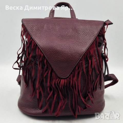 Дамска раница от еко к. с ресни – бохо стил, удобство и обем (36×30×16 см), снимка 3 - Раници - 52574149