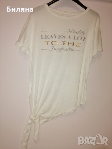 Бяла тениска с надпис, снимка 1 - Тениски - 32743202