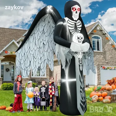 12 фута Хелоуин надуваеми с LED светлина, Kalolary Giant Winged Grim Reaper

, снимка 5 - Лед осветление - 49840384