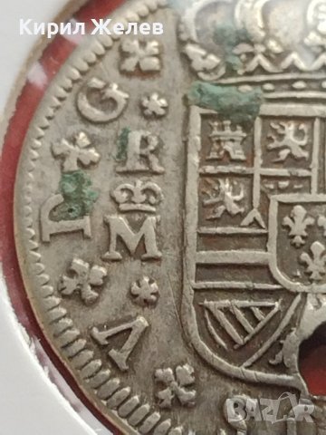 Сребърна монета 2 реала 1723г. Филип пети Мадрид Испания 12204, снимка 6 - Нумизматика и бонистика - 42987513