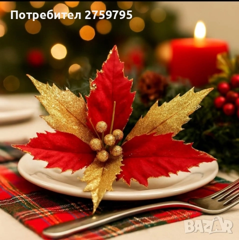 НОВО. Коледна звезда със щипка 33 см., снимка 3 - Други - 52310716