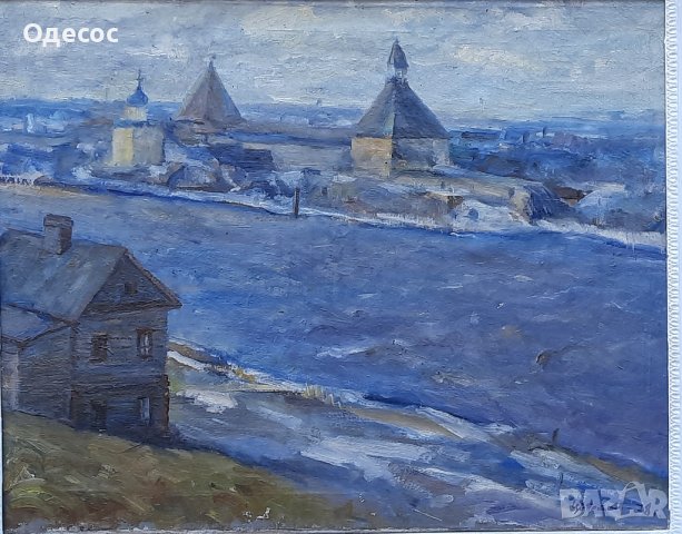 Стара  маслена картина нарисувана Столицата на Древна Русия, снимка 6 - Антикварни и старинни предмети - 43929122