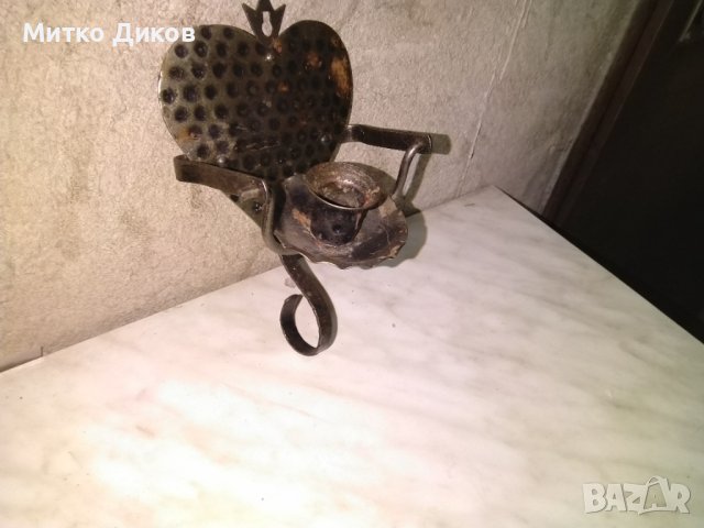 Метален свещник за една свещ ръчна изработка 200х120х68мм, снимка 2 - Декорация за дома - 43153296