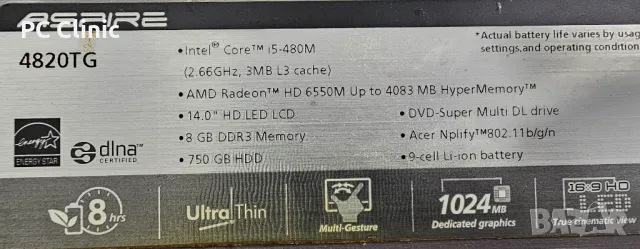 ЗА ЧАСТИ Acer Aspire 4820TG | Intel Core i5 480M | DDR3 | 1366x768 display |лаптоп/laptop, снимка 4 - Части за лаптопи - 47342968