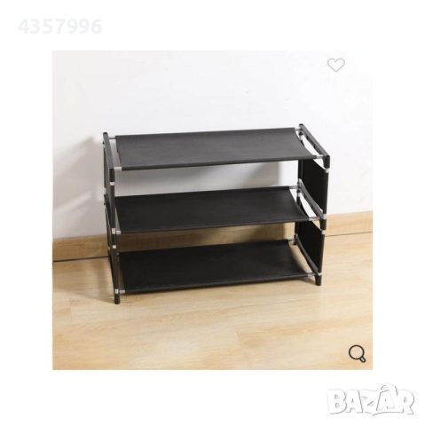 Поставка за обувки, Плат, 3 рафта, Черен , снимка 2 - Етажерки - 51998454