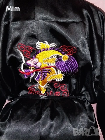 Rose just for you-L, XL-Сатенен нов халат /кимоно /  с бродиран дракон с две лица(двоен), снимка 2 - Нощници - 53370659