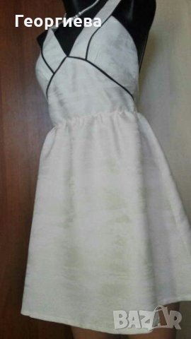 Нова рокля в бяло и екрю, с лек блясък ПРОМОЦИЯ 🍀👗XS,S🍀👗 арт.422, снимка 3 - Рокли - 28263535