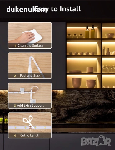 LED светлинна лента 10 м – топло бяла, димируема, IP20, снимка 6 - Лед осветление - 53163267