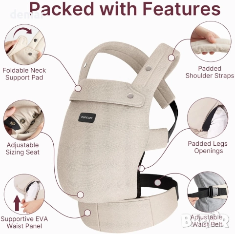 Бебешко кенгуру Momcozy PureHug, чист памучен слинг за 3-24 месеца, снимка 4 - Кенгура и ранички - 52432851