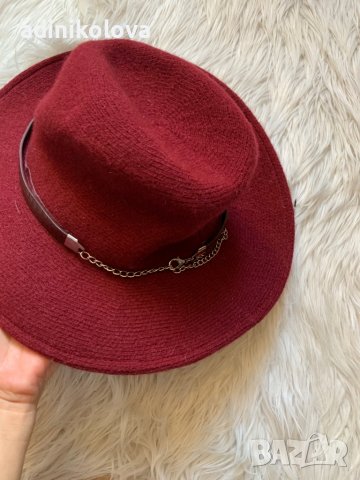 Вълнена шапка бордо, снимка 3 - Шапки - 38502011