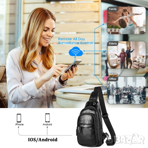 Мъжка кожена чанта със скрита камера, шпионска WIFI камера, снимка 9 - Други - 52034826