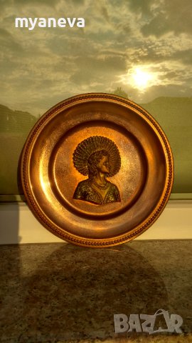 Медна чиния за стена в стил "Art Nouveau", снимка 2 - Пана - 37645865