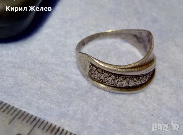 СТАР РУСКИ СРЕБЪРЕН ПРЪСТЕН СРЕБРО 925 с 2ри ЩЕМПЕЛ ХБО ИНКРУСТИРАН с БЛЕСТЯЩИ ЦИРКОНИ 47527, снимка 13 - Антикварни и старинни предмети - 50136447