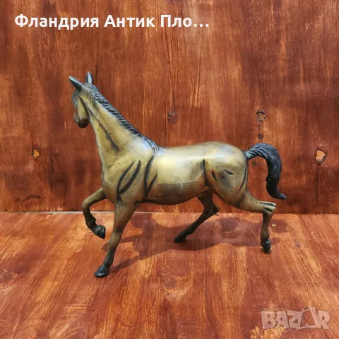 Бронзова скулптура на кон в ход, снимка 2 - Статуетки - 49648577