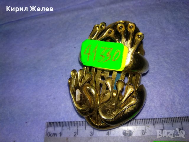 СТАРА ПОЗЛАТЕНА МЕТАЛНА КЪСМЕТЛИЙСКА ЖАБКА - КУТИЙКА За СКЪПОЦЕННОСТИ ФИГУРКА 41330, снимка 5 - Колекции - 43590146