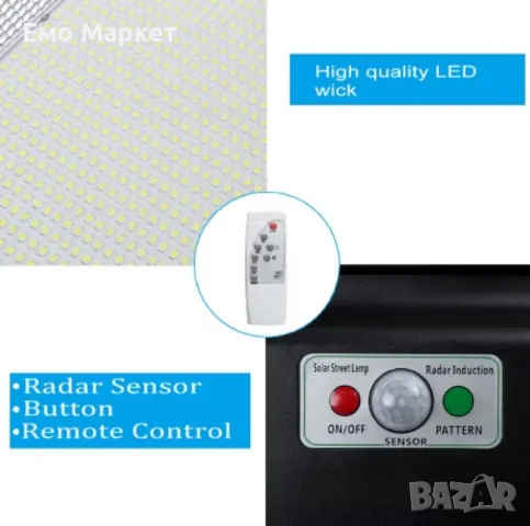 LED лампа със скоба и дистанционно управление IP67, снимка 4 - Соларни лампи - 49268358