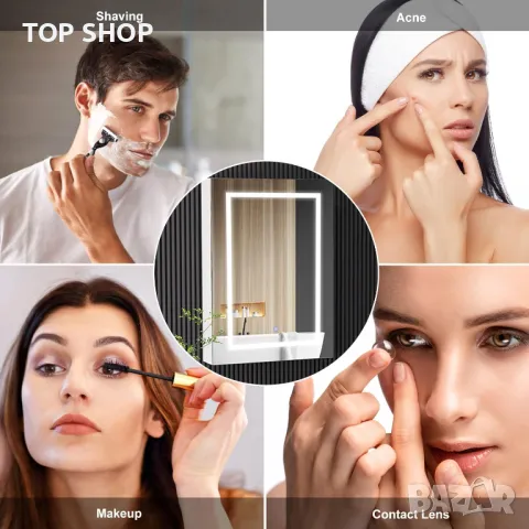 LED огледало шкаф с touch светлини шкаф за лекарства 50х70 см, снимка 3 - Огледала - 48901532