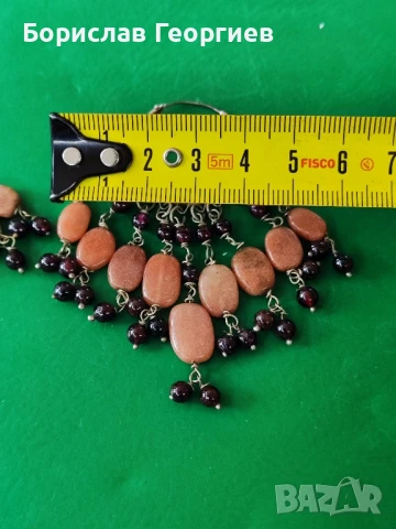 Сребърни обеци с гранати и ахат, снимка 7 - Обеци - 50485497