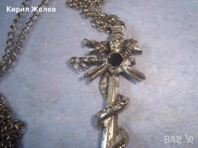 СТАР ПОСРЕБРЕН МОДЕН ХЕВИ МЕТЪЛСКИ МЕДАЛЬОН НЕО ГОТИКА с ВЕРИЖКА 27459, снимка 7 - Колиета, медальони, синджири - 36902826