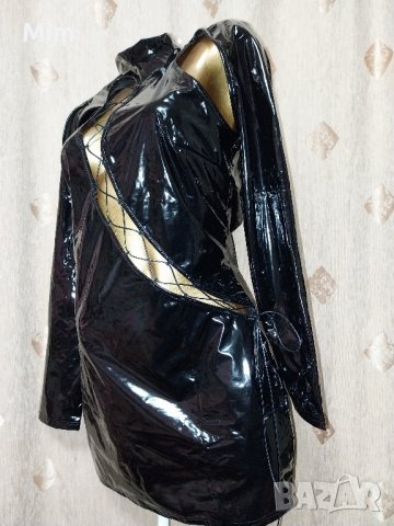  L Черна  рокля от лак / винил /, снимка 6 - Рокли - 43120476