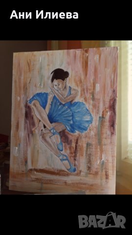 Картина със синя балерина, снимка 1 - Картини - 29063349