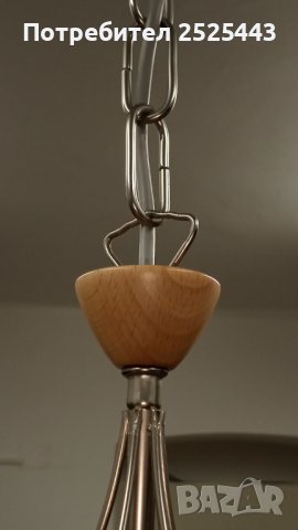 Абажур (полилей) - метален с дървени елементи   - с 5х3 W - Нови LED крушки Е14 - 3000К топло бяло, снимка 11 - Полилеи - 39494665