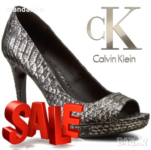 ПРОМО 🍊 CALVIN KLEIN № 37-38-39 🍊 Дамски кожени сандали в черно сребристо нови с кутия, снимка 10 - Дамски елегантни обувки - 21972391