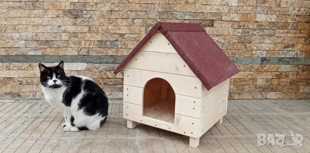Дървена къща за домашен любимец , колиба за коте куче къщи за домашни любимци кучета котки, снимка 9 - За кучета - 53275333