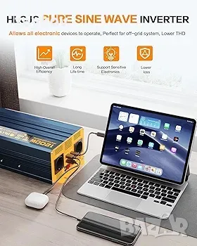 1200 W инвертор Чиста синусоида DC 12 V до 230 V AC захранващ преобразувател, снимка 2 - Друга електроника - 47746261