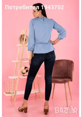 Дамска блуза в син цвят Iseara, снимка 3 - Блузи с дълъг ръкав и пуловери - 48045256