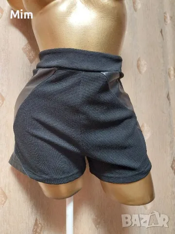 AMISU 40 Черен къс клин / панталонки / странично с кожа, снимка 3 - Клинове - 49867161