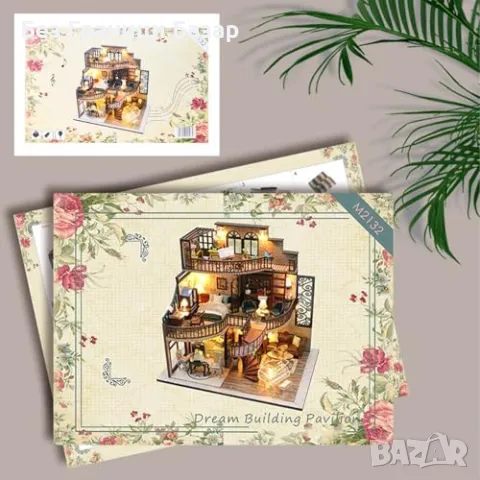 Нов Миниатюрен DIY комплект къща с мебели и LED за декорация подарък, снимка 6 - Други - 48206150