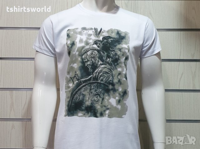 Нова мъжка бяла тениска с дигитален печат Рагнар Лодброк, сериала Викинги, снимка 11 - Тениски - 28166760
