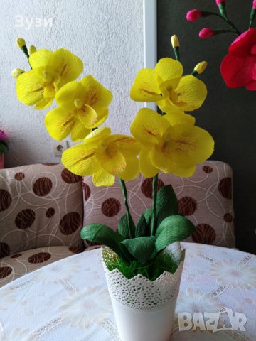 Цветя от хартия-орхидея, снимка 13 - Изкуствени цветя - 24675846